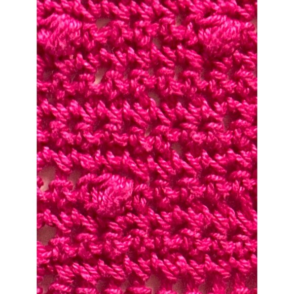 CCC Handmade Fuchsia Pink Crochet Knit Short Sleeve Sweater Size Medium - Picture 5 of 5